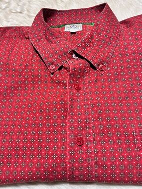 Cinch Men's Red Geometric Print Button-Down Shirt XL